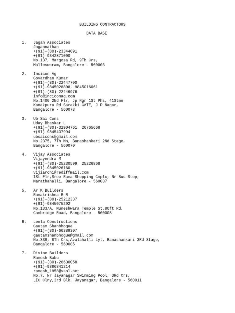 Building Contractors Pdf