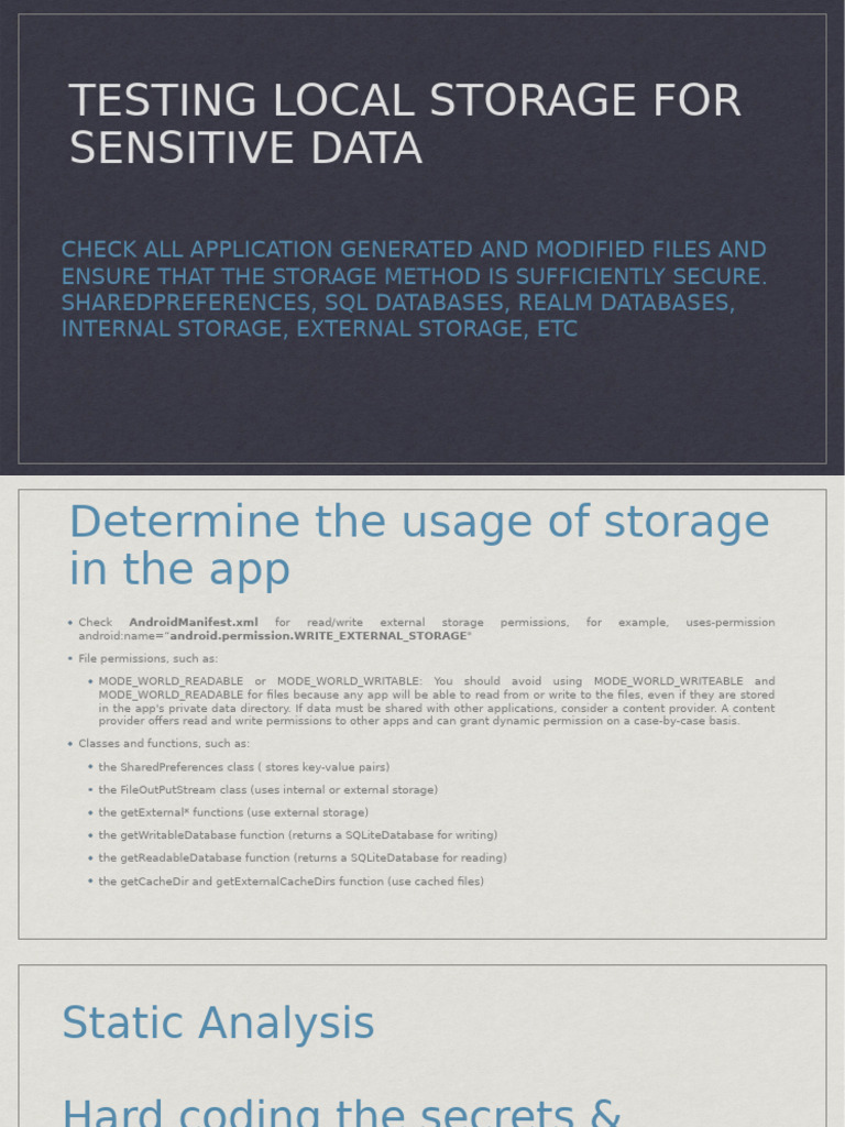 Testing Local Storage Security for Apps | PDF | Databases | Computers