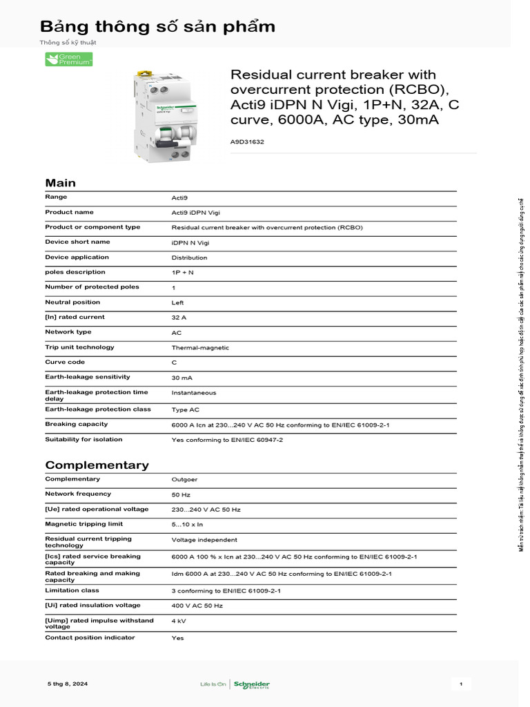 Schneider Electric - Acti-9-iDPN-Vigi - A9D31632 | PDF