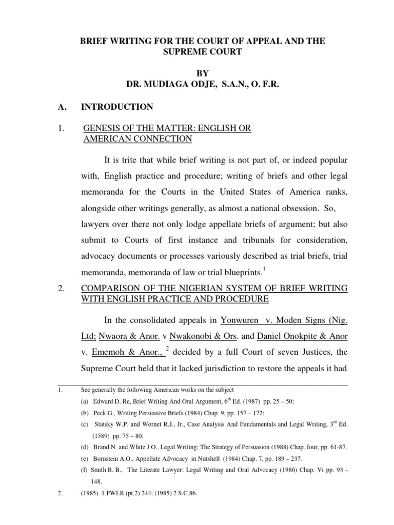 Brief Writing For The Court of Appeal and The Supreme Court | PDF