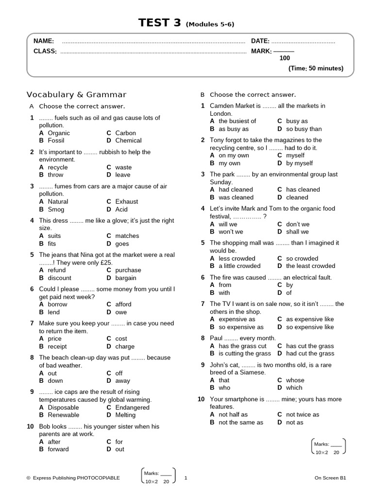 21 Onscreen B1 Test 3 Pdf