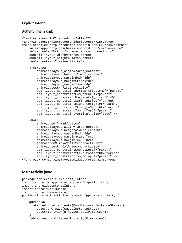 Explicit Intent | PDF