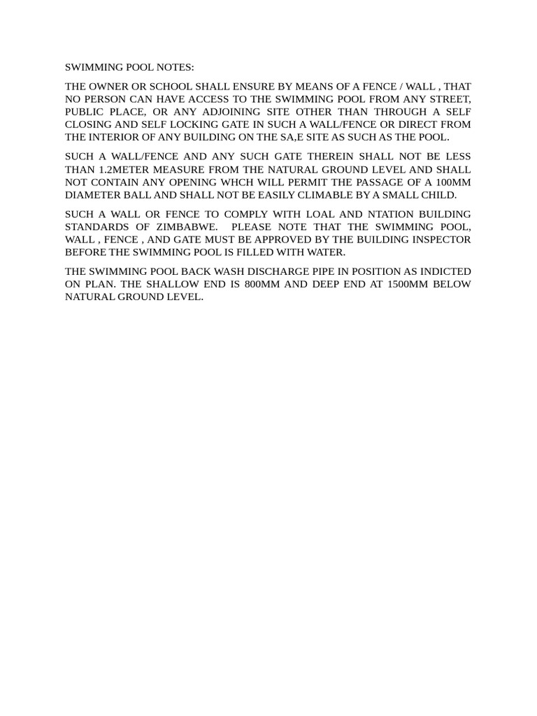 Swimming Pool Notes | PDF