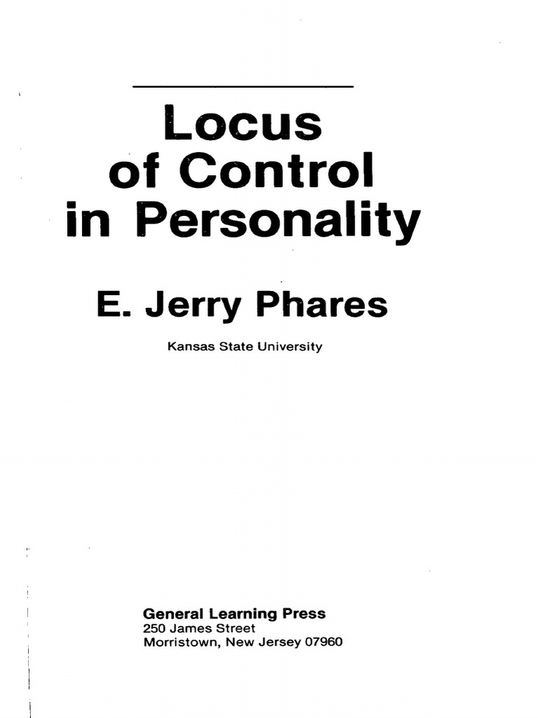 Locus of Control in Personality: E. Jerry Phares | PDF