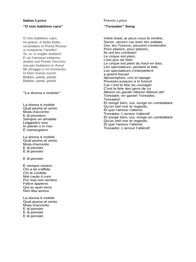 PAROLE PAROLE ITALIAN LYRICS intelligence overview