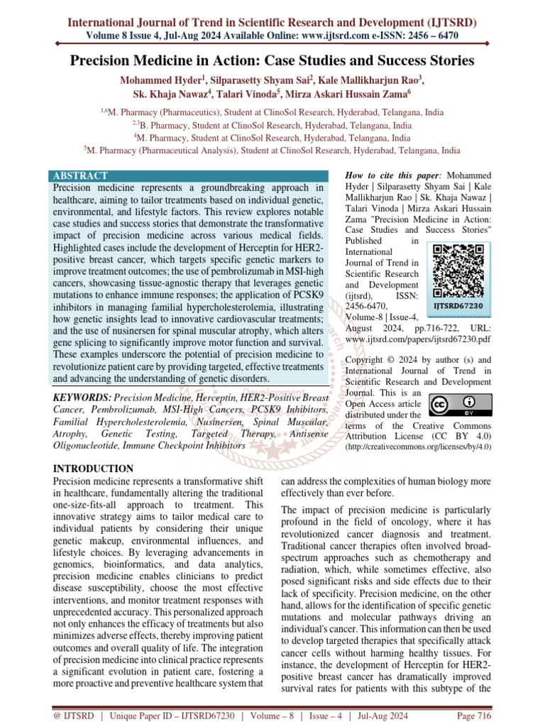 Precision Medicine in Action Case Studies and Success Stories | PDF ...