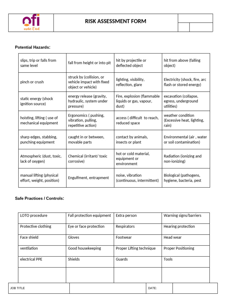 RISK ASSESSMENT FORM | PDF