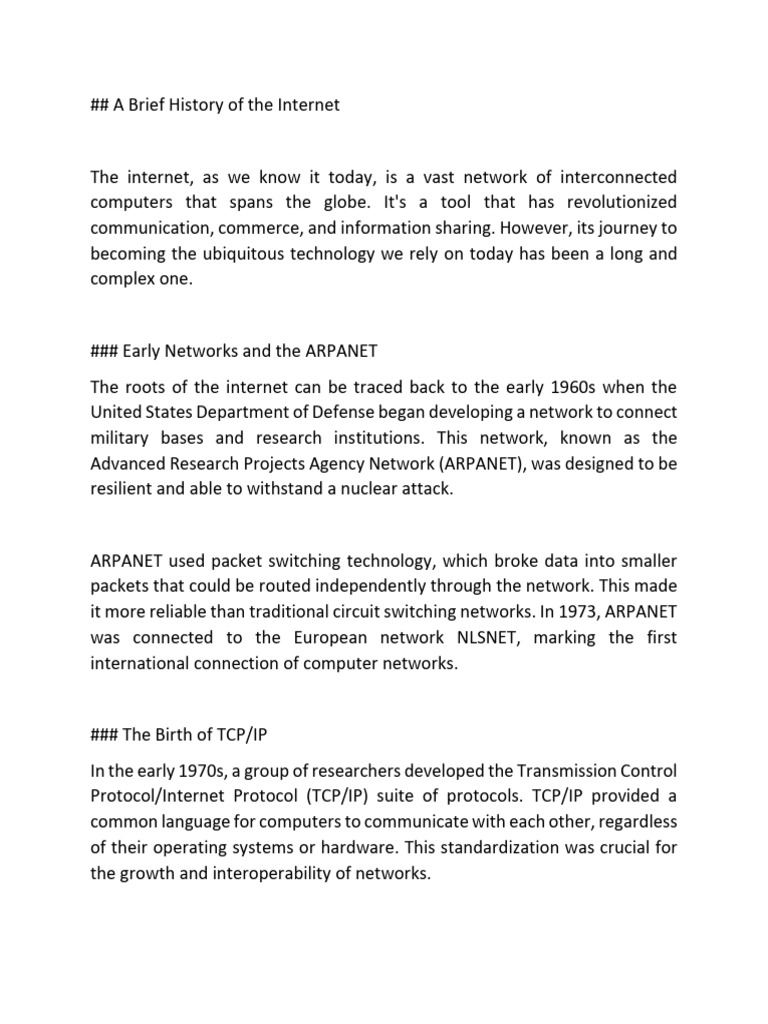 A Brief History Of The Internet Pdf
