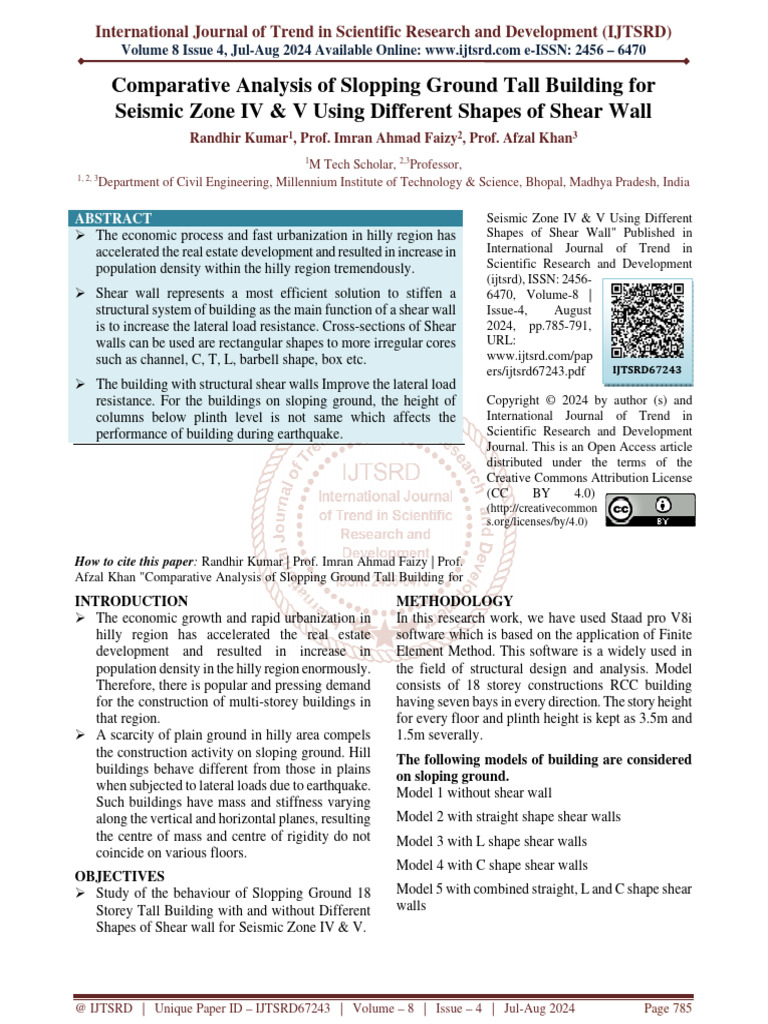 Comparative Analysis of Slopping Ground Tall Building For Seismic Zone ...