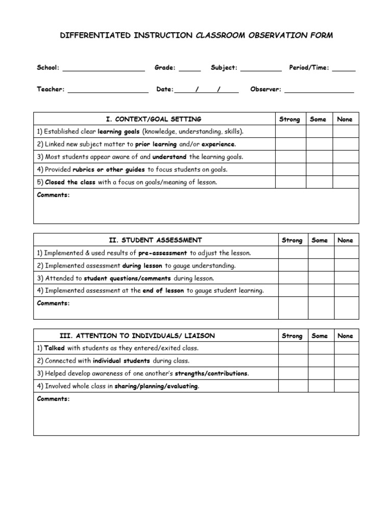 Class Observation Form C | PDF