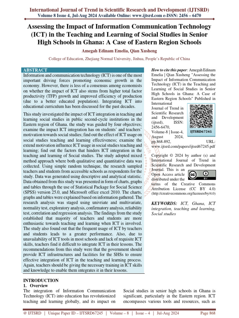 Assessing The Impact of Information Communication Technology ICT in The ...