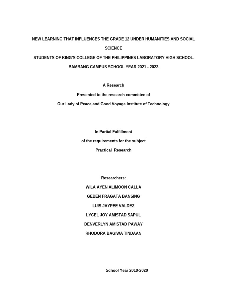 New Learning Impact on Grade 12 Students | PDF | Survey Methodology ...