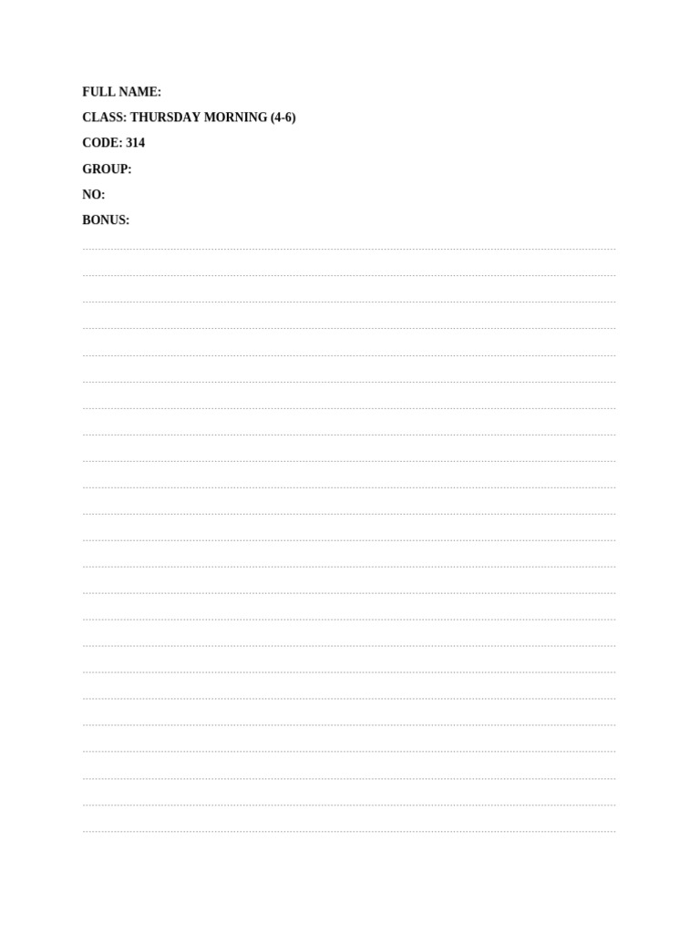Exercise Paper 314 | PDF