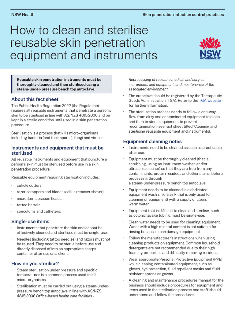 How To Sterilise Instruments | PDF