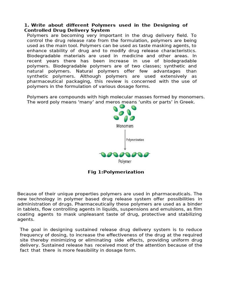 Polymers in Controlled Drug Delivery Systems | PDF | Polymers | Wellness