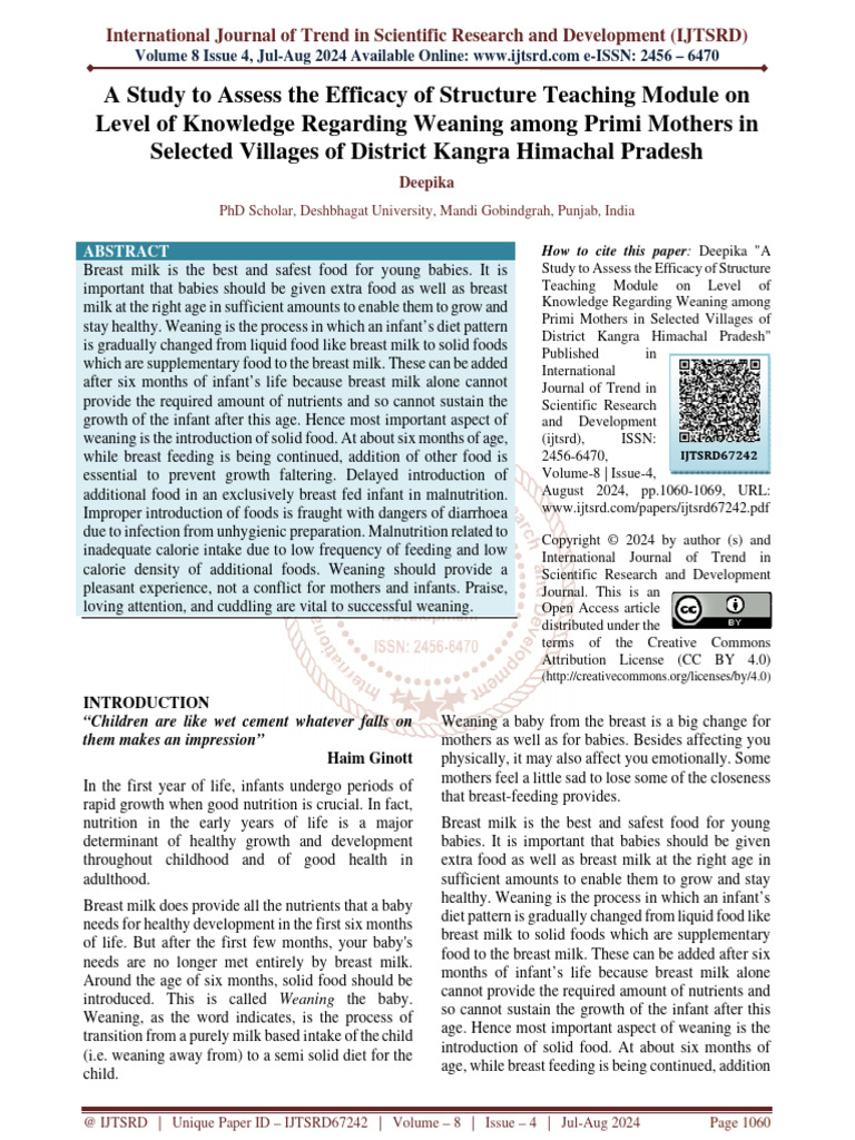 A Study To Assess The Efficacy of Structure Teaching Module On Level of ...