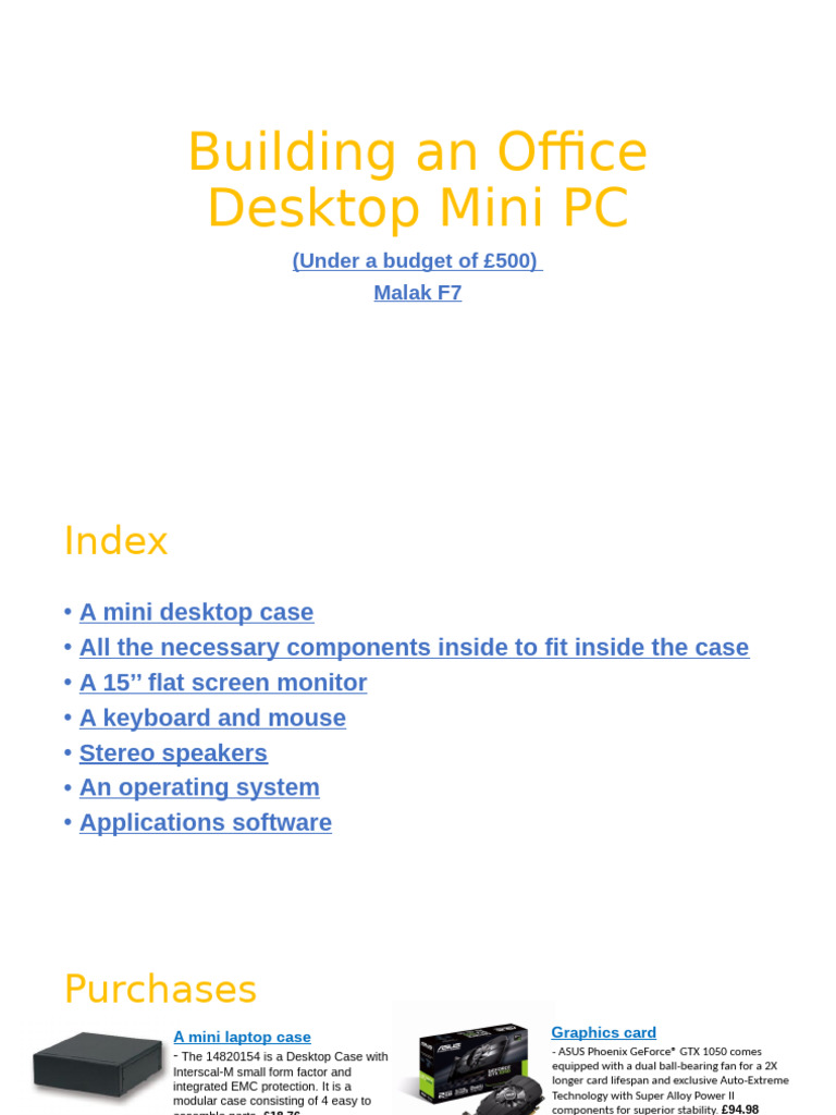 Building An Office Desktop Mini PC | PDF