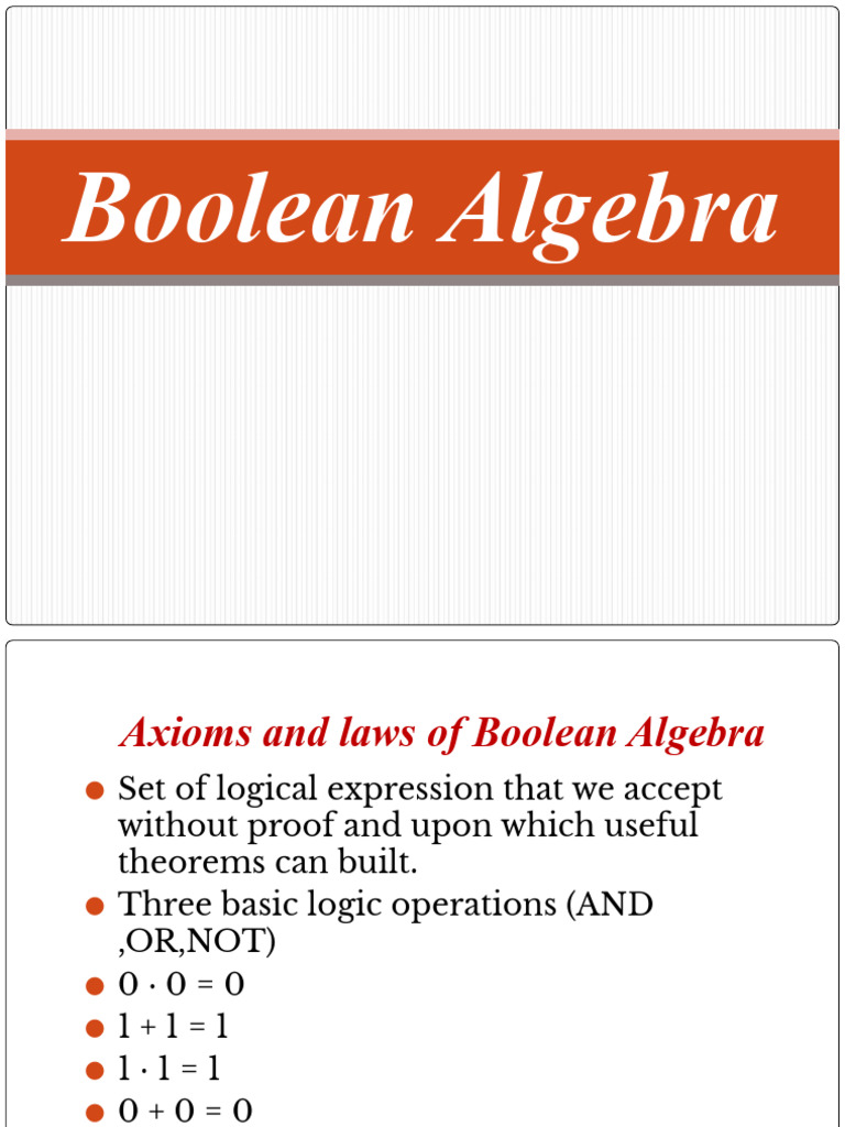 Unit 1 - Boolean Algebra | PDF