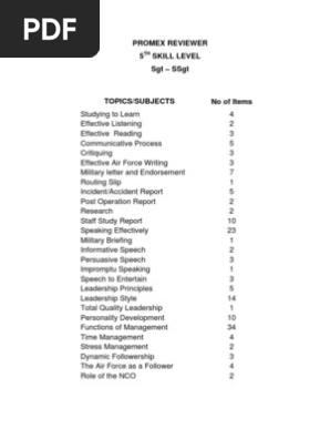 Promex Reviewer for Sgt-ssgt
