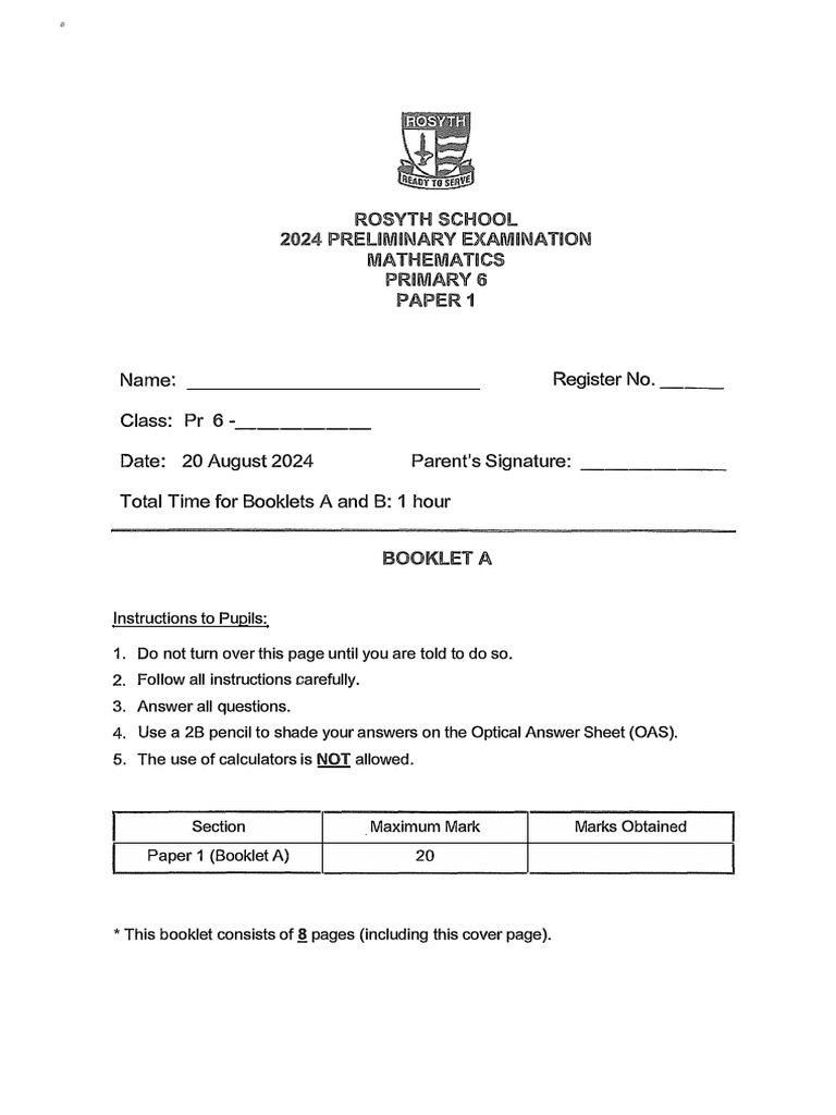 Maths 2024 rosyth pdf