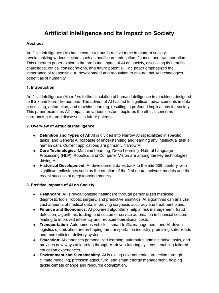 AI's Transformative Impact on Society | PDF | Artificial Intelligence ...
