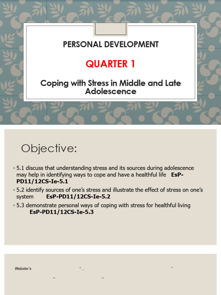 Coping With Stress in Middle and Late Adolescence | PDF