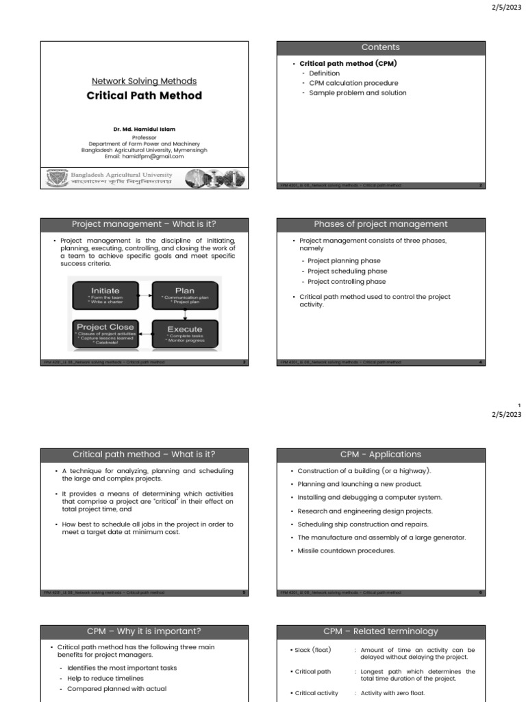 C P M Analysis | PDF