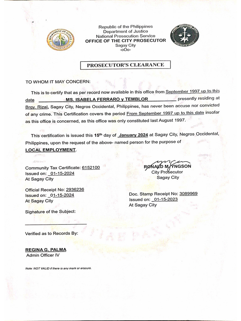Prosecutor Clearance | PDF