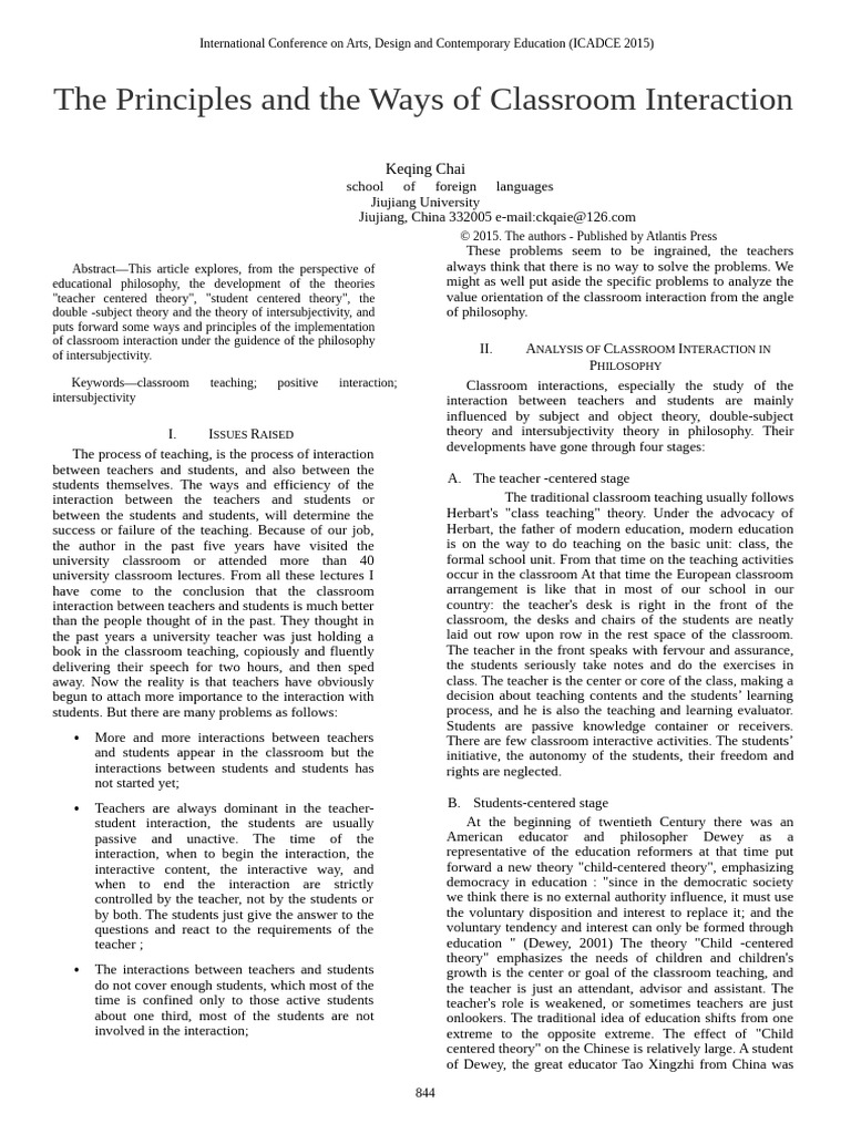 Classroom Interaction | PDF | Teachers | Science & Mathematics