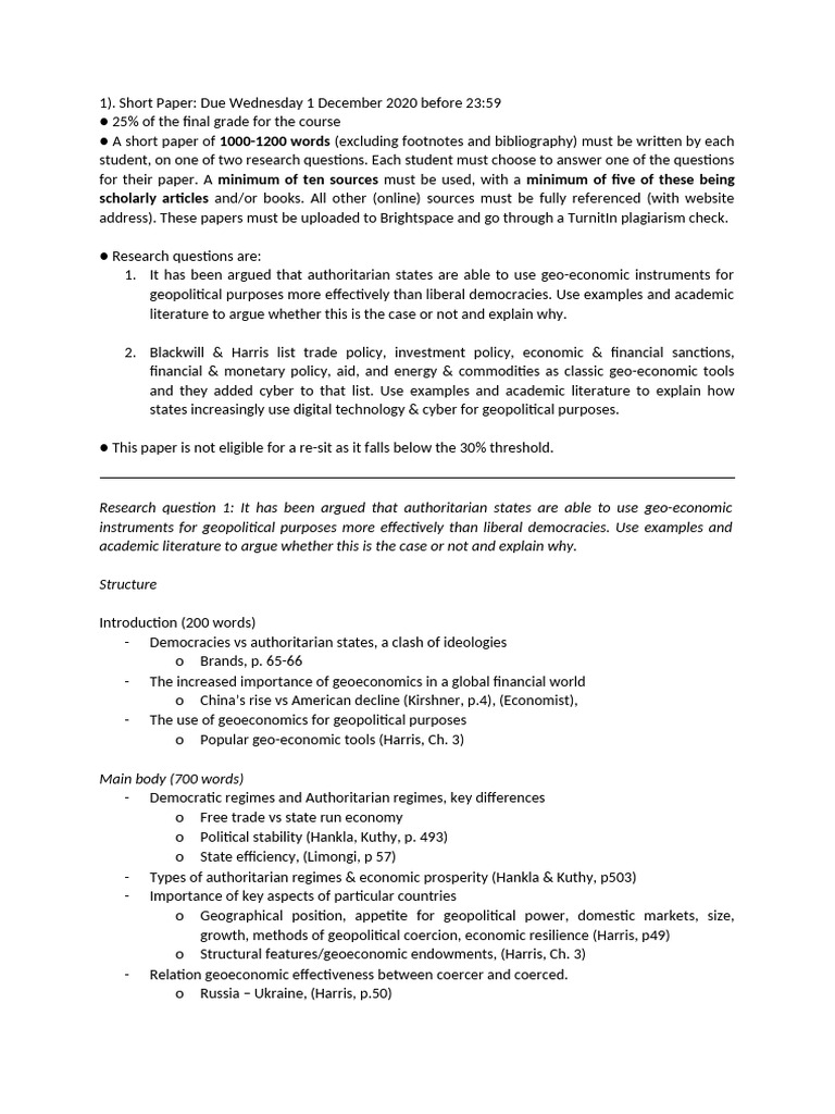 Short Paper | PDF | Authoritarianism | Finance & Money Management