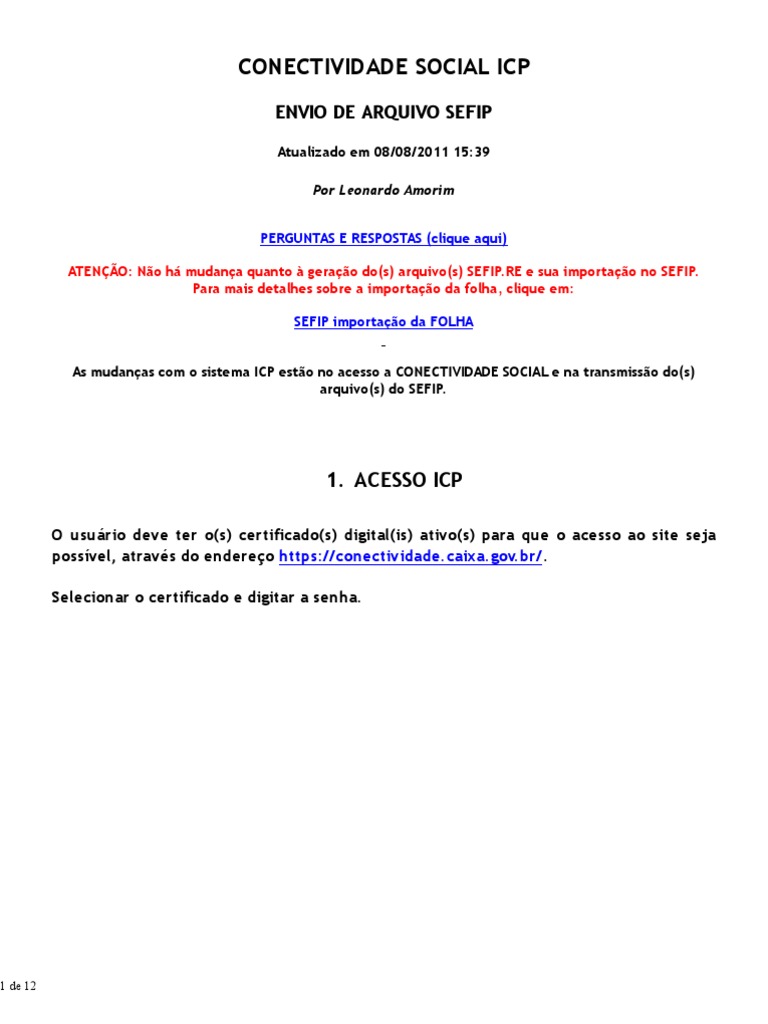 Passo A Passo Conectividade Social Icp | PDF | Internet | Programas