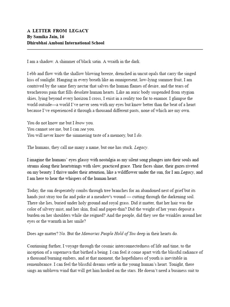 A Letter From Legacy | PDF