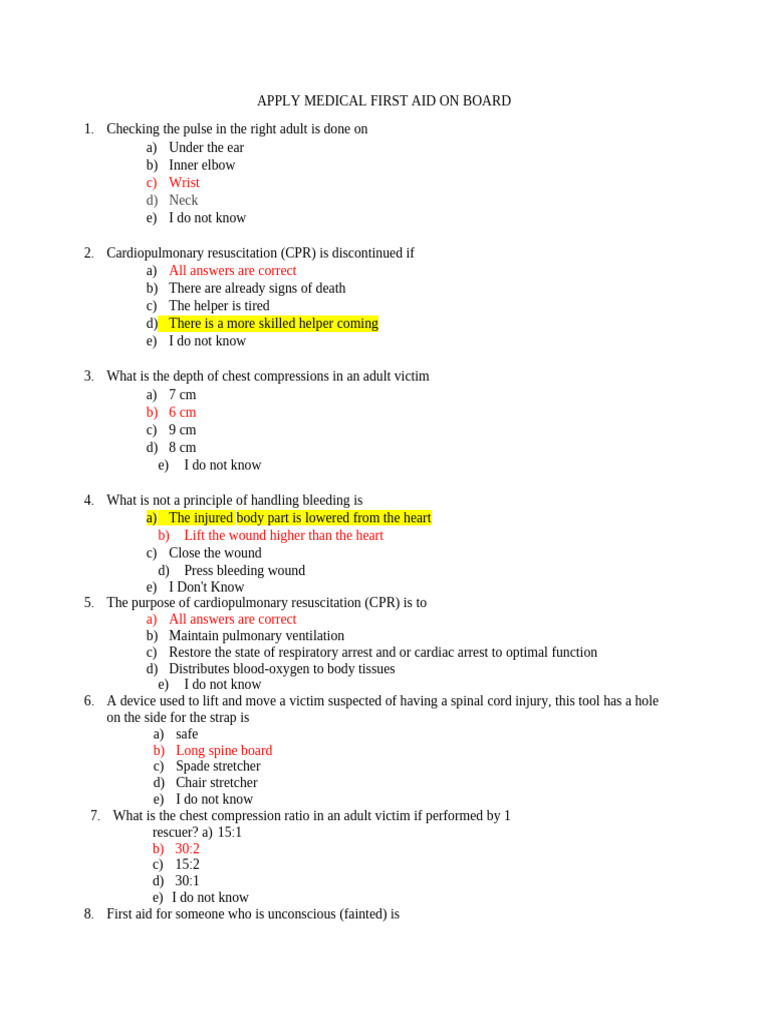 APPLY MEDICAL FIRST AID ON BOARD New | PDF