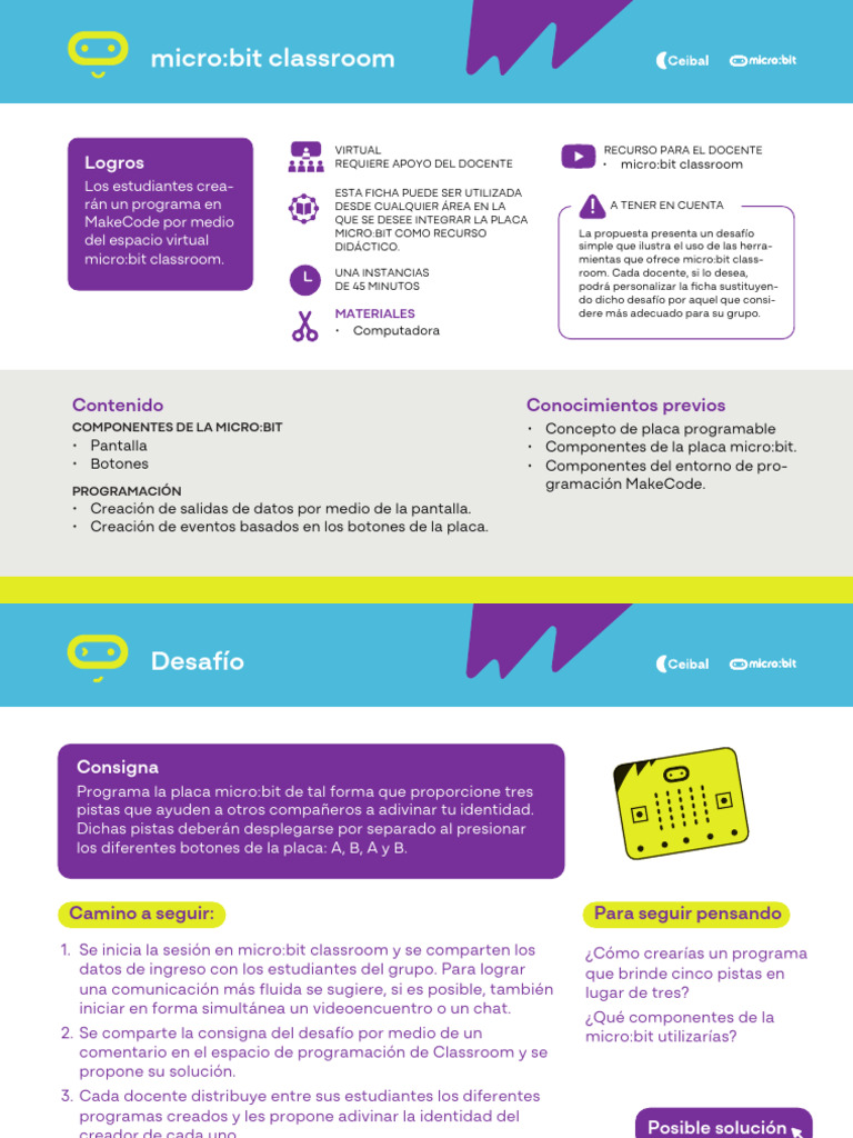 Microbit Ficha Clasroom | PDF