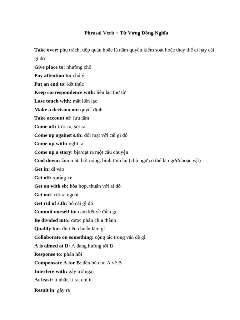 T Đ NG Nghĩa Và Phrasal Verb | PDF
