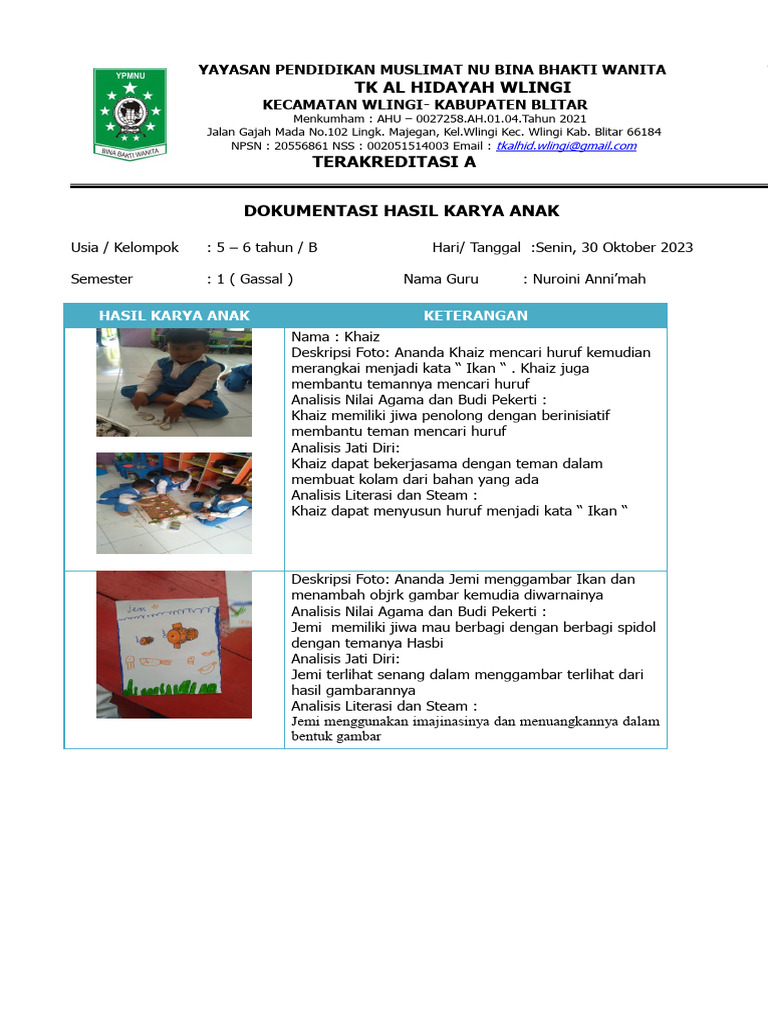 Penilaian Hasil Karya Anak New Pdf