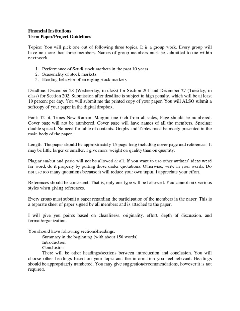 Term Paper Guidelines | PDF