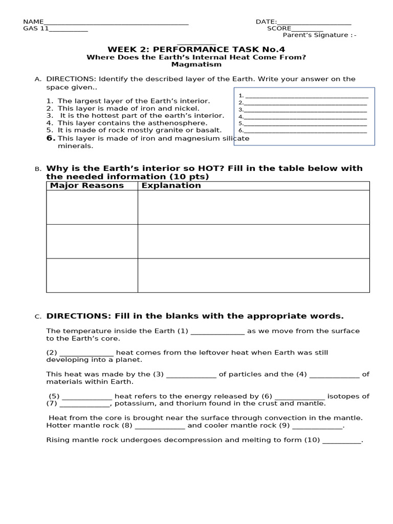 Week 2 Performance Task 4 Magmatism | PDF