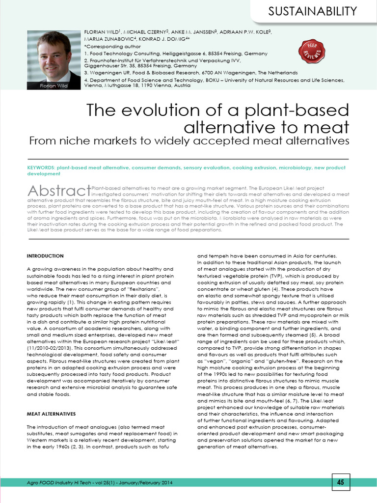 The Evolution Of A Plant Based Alternative To Meat Pdf Meat Wellness