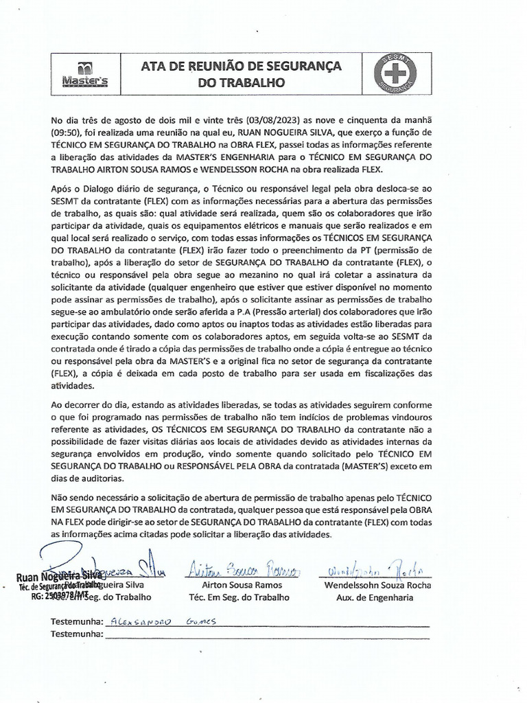 Ata de Reunião de Segurança Do Trabalho | PDF