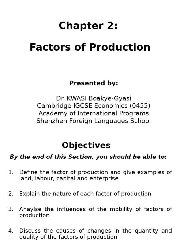 Chapter 2 - Factors of Production | PDF
