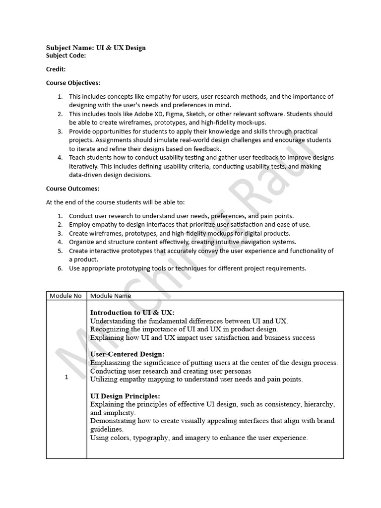 UI & UX Design Course Overview | PDF | Usability | User Interface