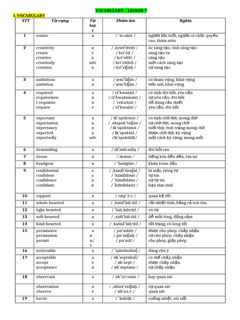 Vocabulary Lesson 7 Pdf