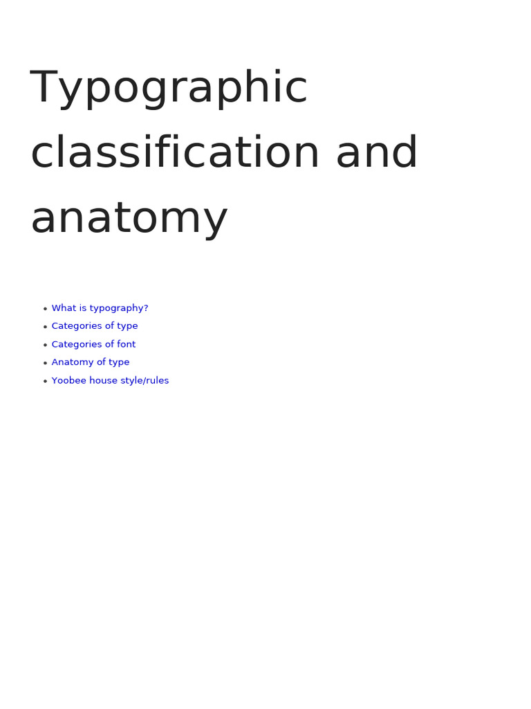 Typographic Classification And Anatomy Pdf