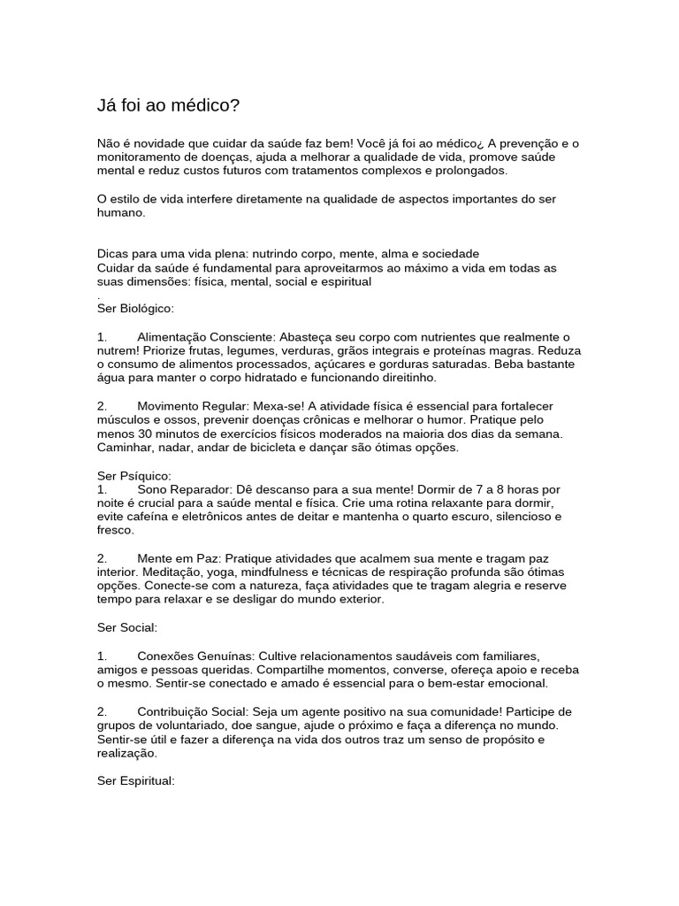 Já Foi Ao Médico | PDF