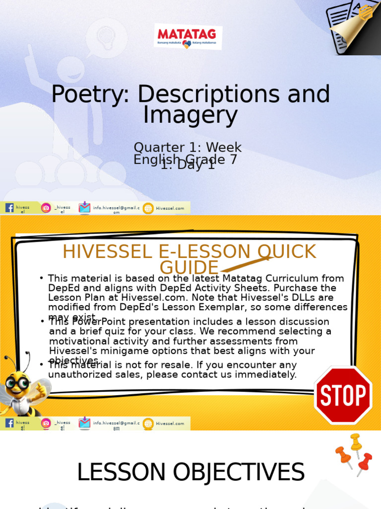 English 7 Quarter 1 Week 1 Hmltc5 | PDF