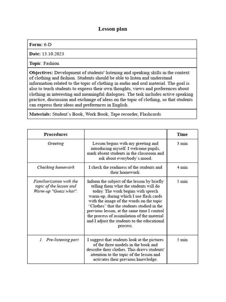 Lesson Plan 1 | PDF