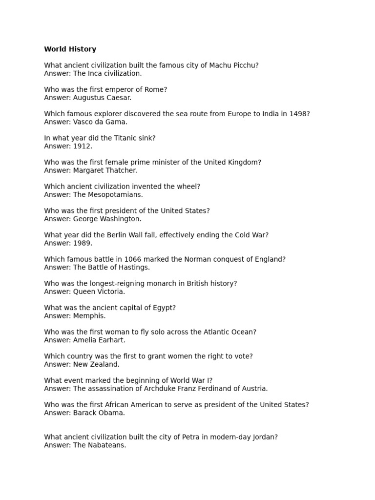 Key Events and Figures in World History | PDF | Young Adult | Classics