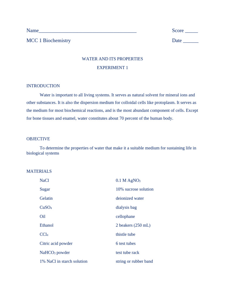 EXP 1 Water and Its Properties 3 | PDF