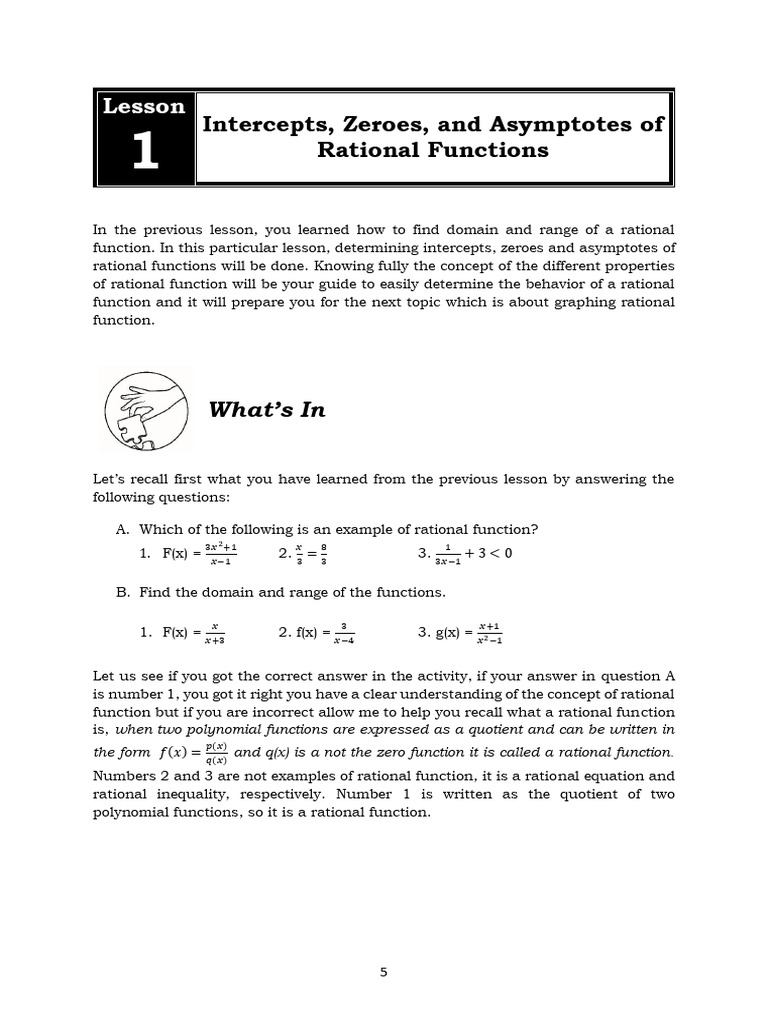 General Mathematics Intercepts Zeroes Ans Asymptotes | PDF
